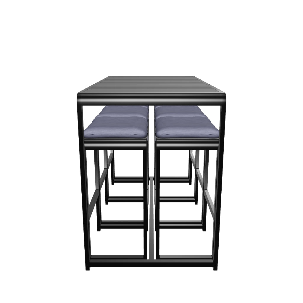 Santorini 7pc Bar Suite in Gunmetal with Platinum Olefin Cushions