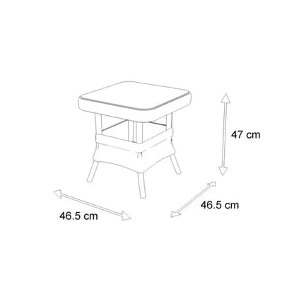 Hamptons Side Table in Surfmist Wicker with Glass Top - The Furniture Shack