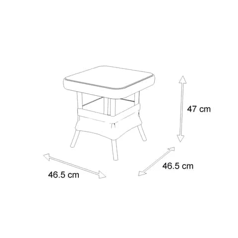 Hamptons Side Table in Surfmist Wicker with Glass Top - The Furniture Shack