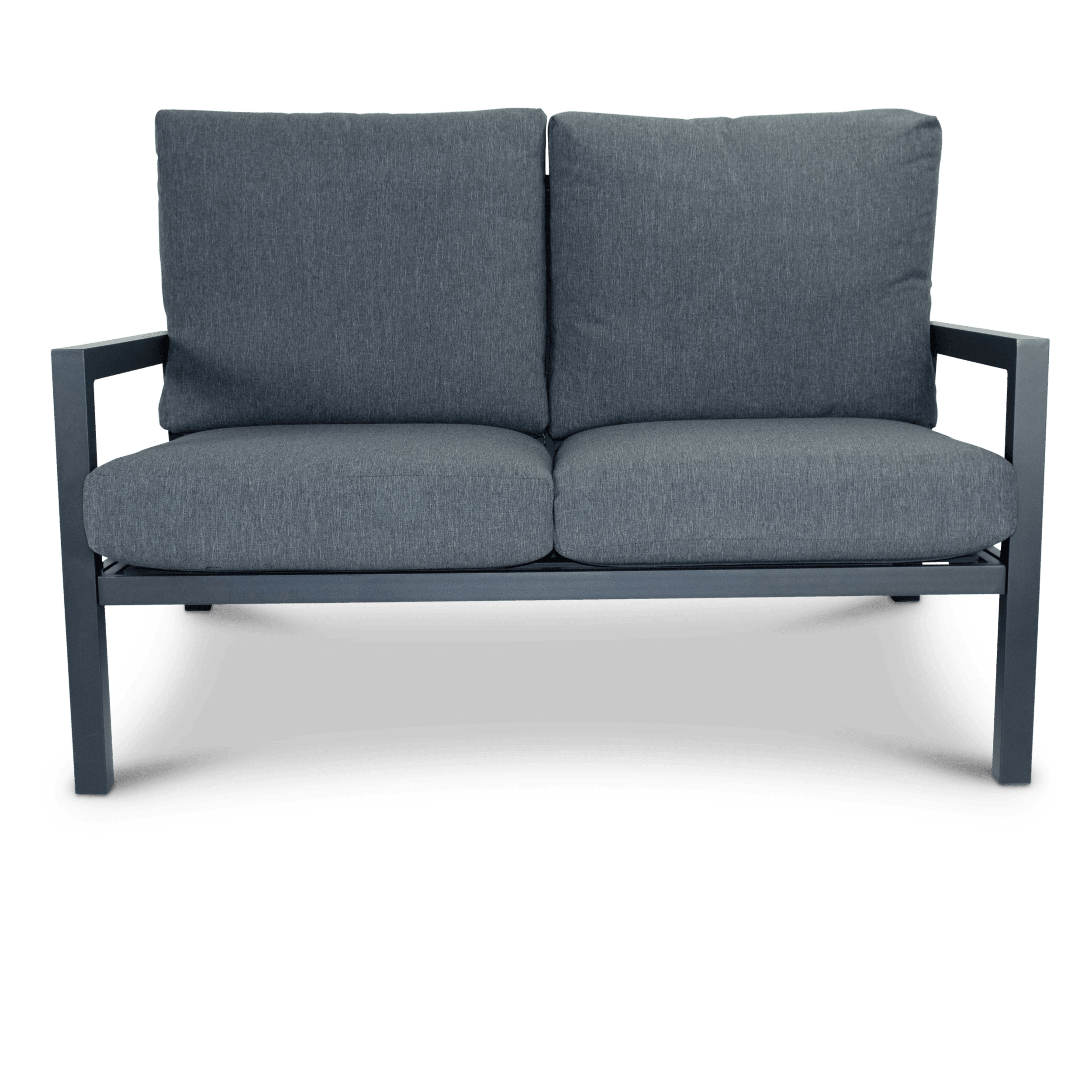 San Sebastian 2 Seater in Gunmetal Grey with Platinum Olefin Cushions - The Furniture Shack