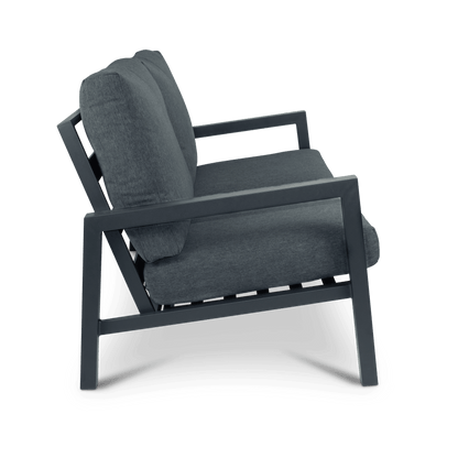 San Sebastian 2 Seater in Gunmetal Grey with Platinum Olefin Cushions - The Furniture Shack