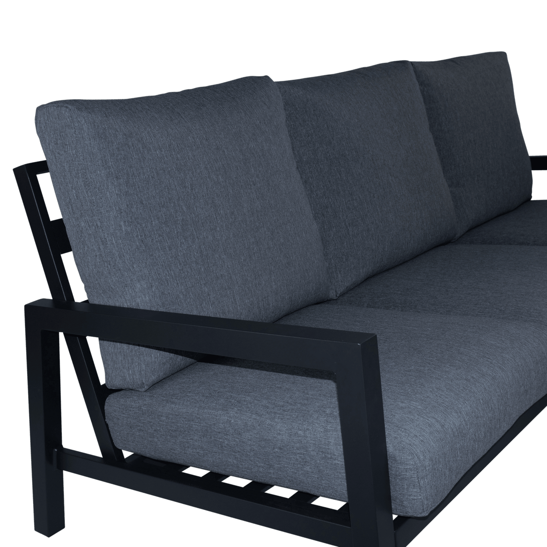 San Sebastian 3 Seater in Gunmetal with Platinum Olefin Cushions - The Furniture Shack