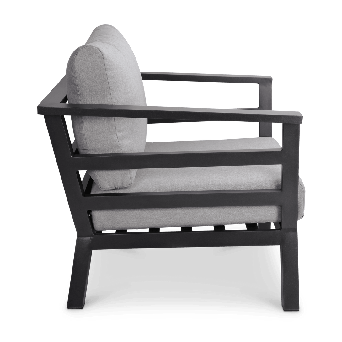 Aveiro & San Sebastian 3pc Occasional Set in Gunmetal Grey with Stone Olefin Cushions - The Furniture Shack