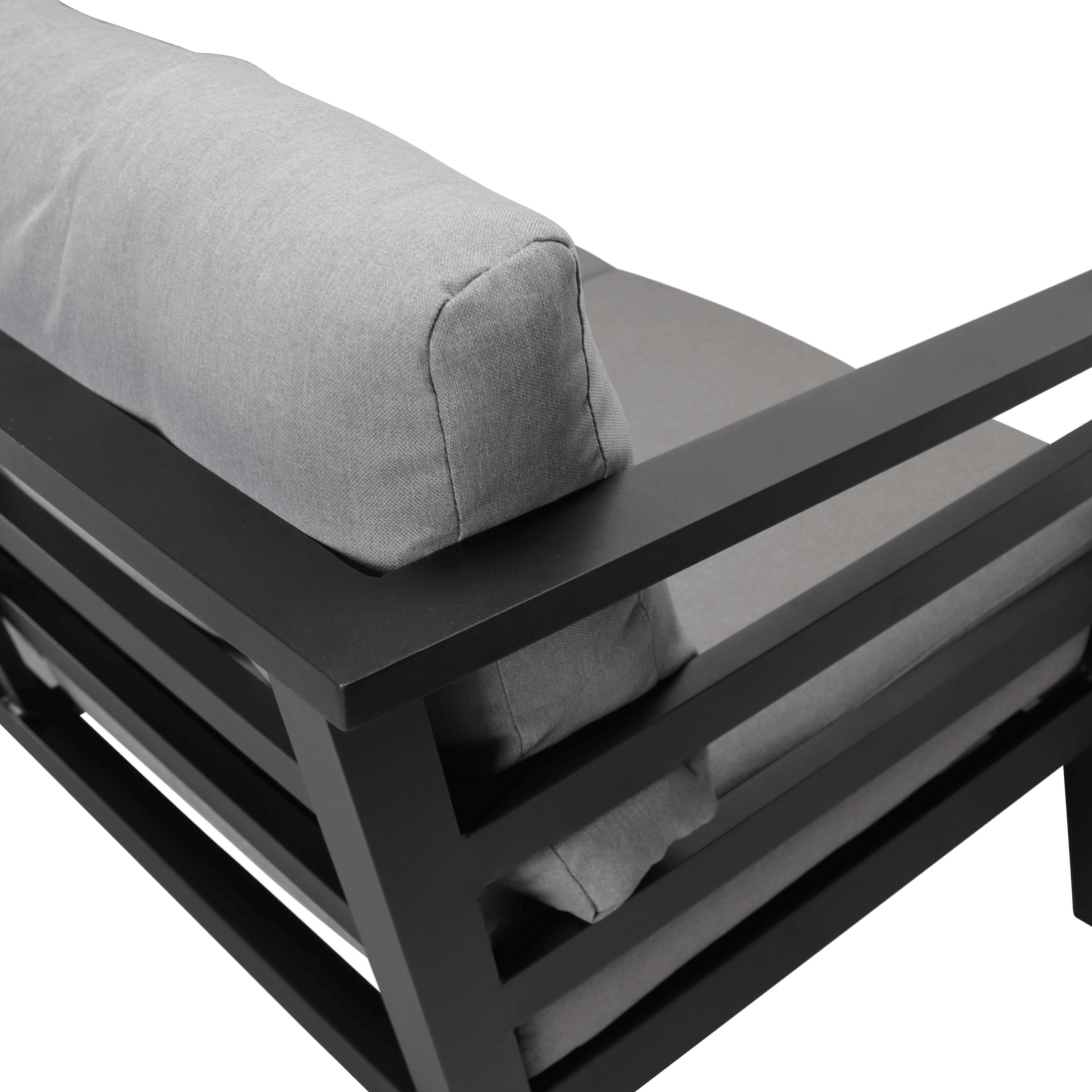 Aveiro 3 Seater in Gunmetal Grey with Stone Olefin Cushions - The Furniture Shack
