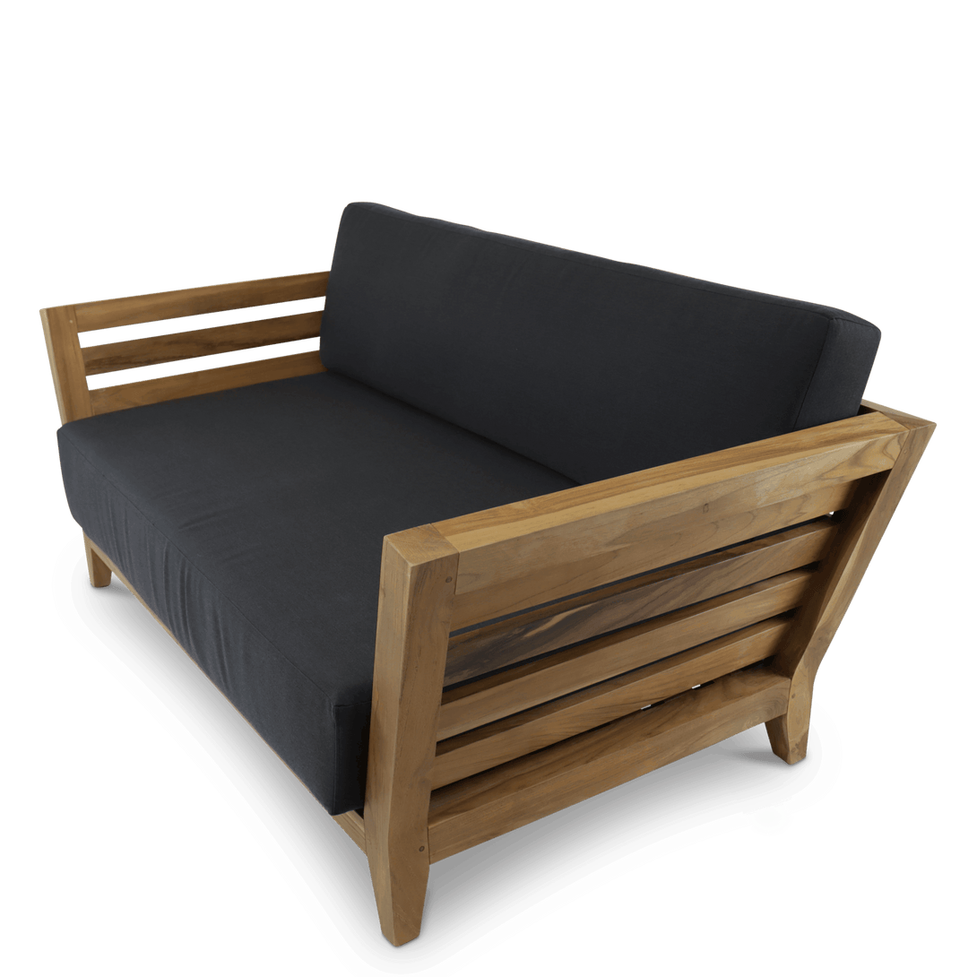 Daintree 2 Seater in Premium Natural Teak and Midnight Sunproof All Weather Fabric - The Furniture Shack