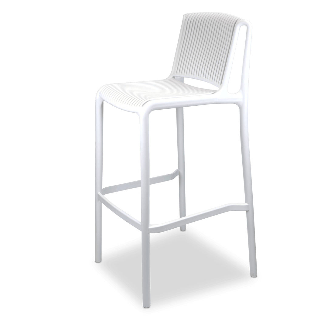 Paros Plastic Outdoor Bar Stool in Arctic White Plastic Outdoor