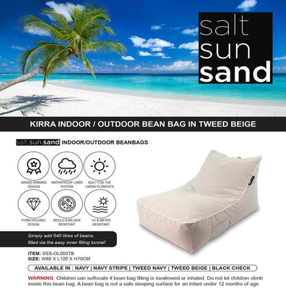 Kirra Indoor/Outdoor Bean Bag in Tweed Beige - The Furniture Shack
