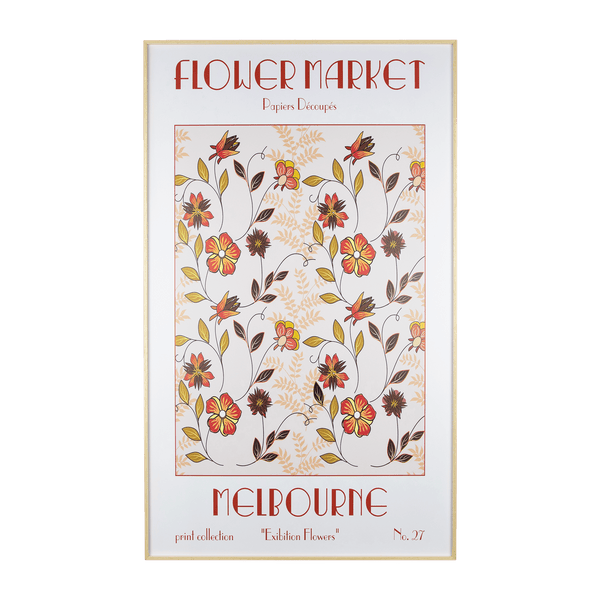 Melbourne Flower Market - 60 x 100cm Outdoor UV Wall Art with Beech Aluminium Frame - The Furniture Shack