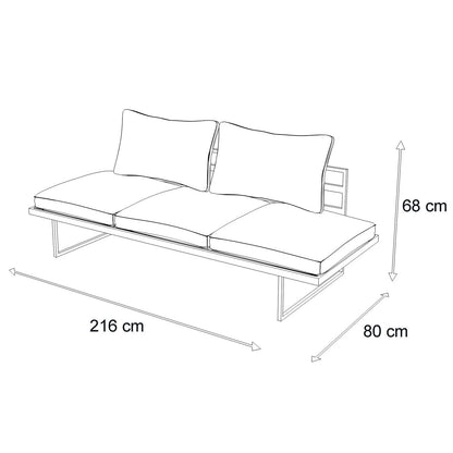Milan 3 Seater with Dual Sunlounger Functionality in Arctic White Frame and Pebble Olefin Cushions - The Furniture Shack