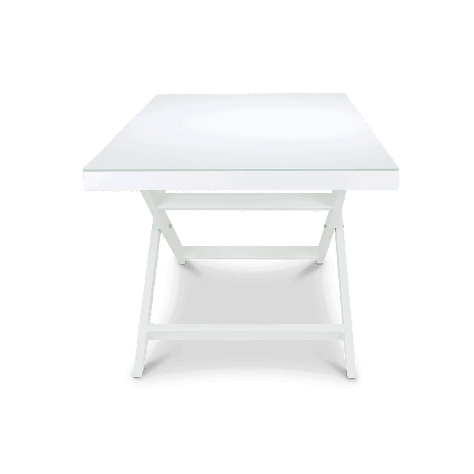 Mykonos Adjustable Outdoor Coffee Table in Arctic White Aluminium Frame and Glass Top - The Furniture Shack