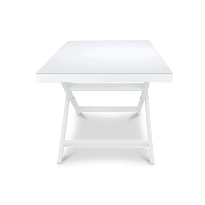 Mykonos Adjustable Outdoor Coffee Table in Arctic White Aluminium Frame and Glass Top - The Furniture Shack