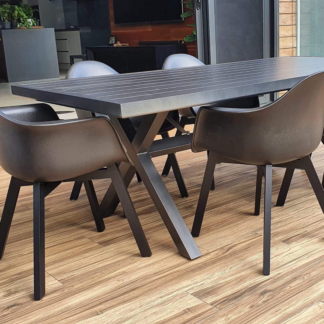 Noosa Aluminium Dining Table in Gunmetal - The Furniture Shack