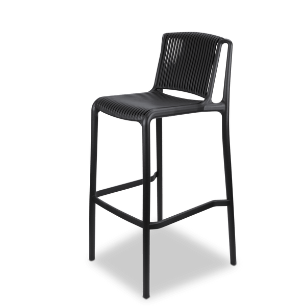 Paros UV Polypropylene Premium Bar Stool in Midnight Black - The Furniture Shack