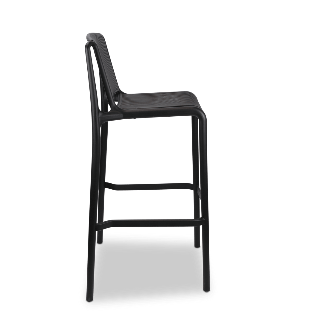 Paros Plastic Outdoor Bar Stool in Midnight Black Plastic