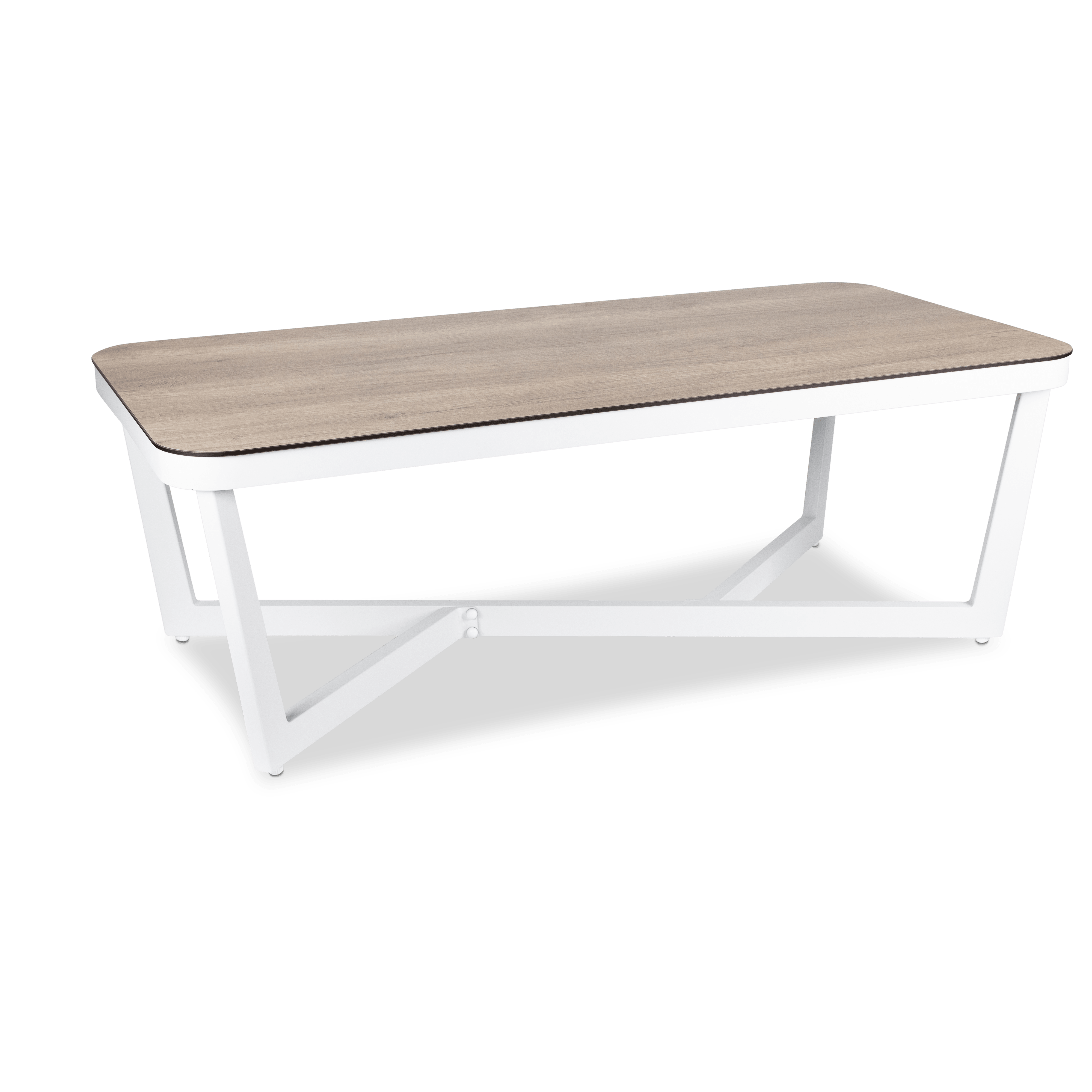 Porto Coffee Table in Arctic White Aluminium Frame with HPL Accent - The Furniture Shack
