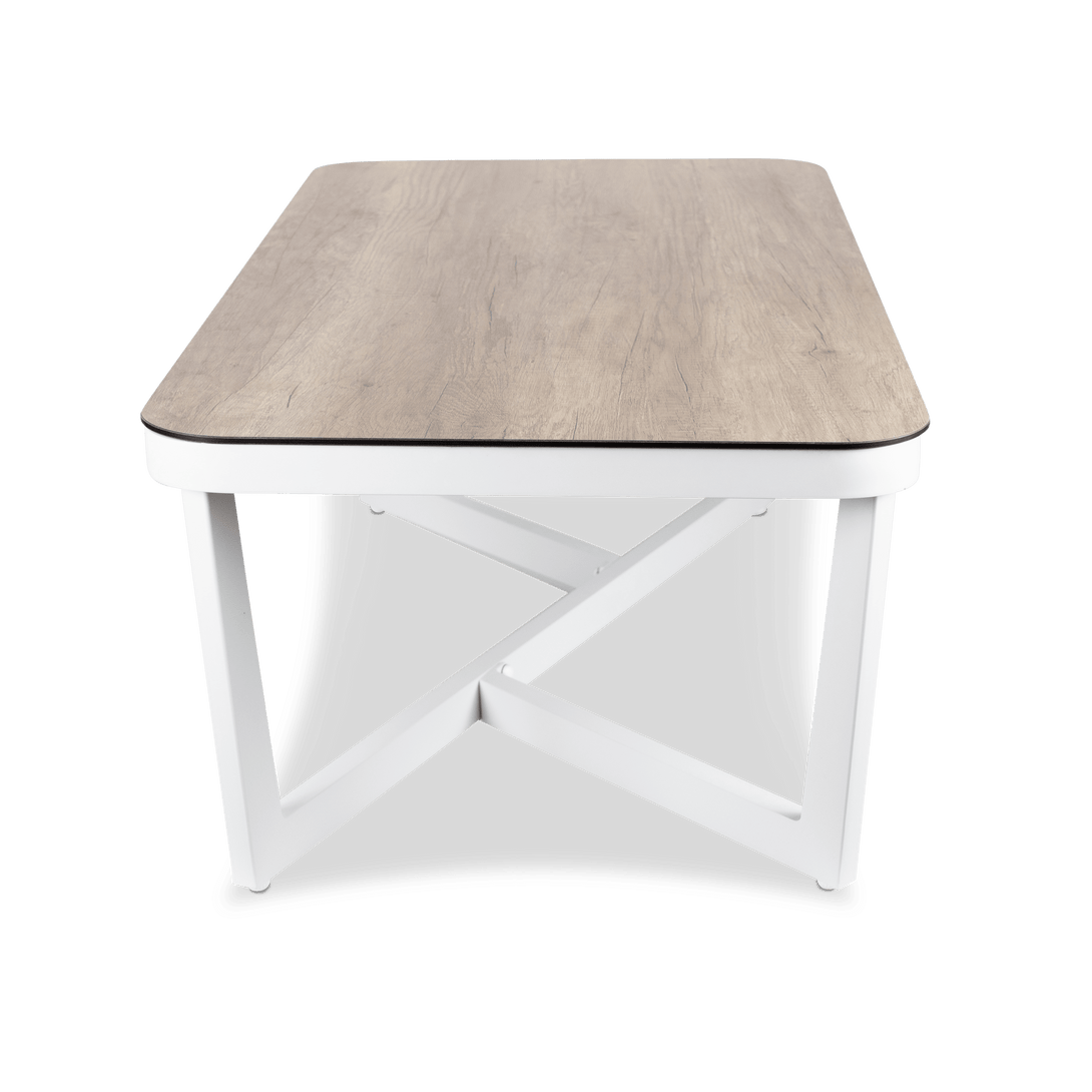 Porto Coffee Table in Arctic White Aluminium Frame with HPL Accent - The Furniture Shack