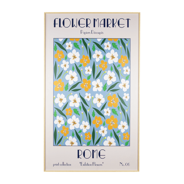 Rome Flower Market - 60 x 100cm Outdoor UV Wall Art with Beech Aluminium Frame - The Furniture Shack