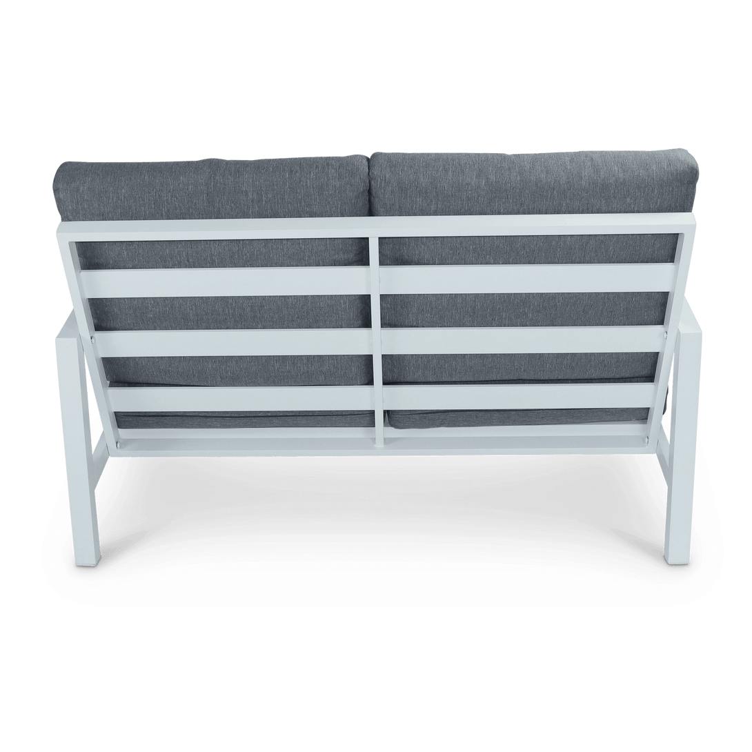 San Sebastian 2 Seater in Arctic White with Platinum Olefin Cushions - The Furniture Shack