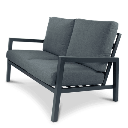 San Sebastian 2 Seater in Gunmetal Grey with Platinum Olefin Cushions - The Furniture Shack