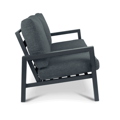 San Sebastian 2 Seater in Gunmetal Grey with Platinum Olefin Cushions - The Furniture Shack