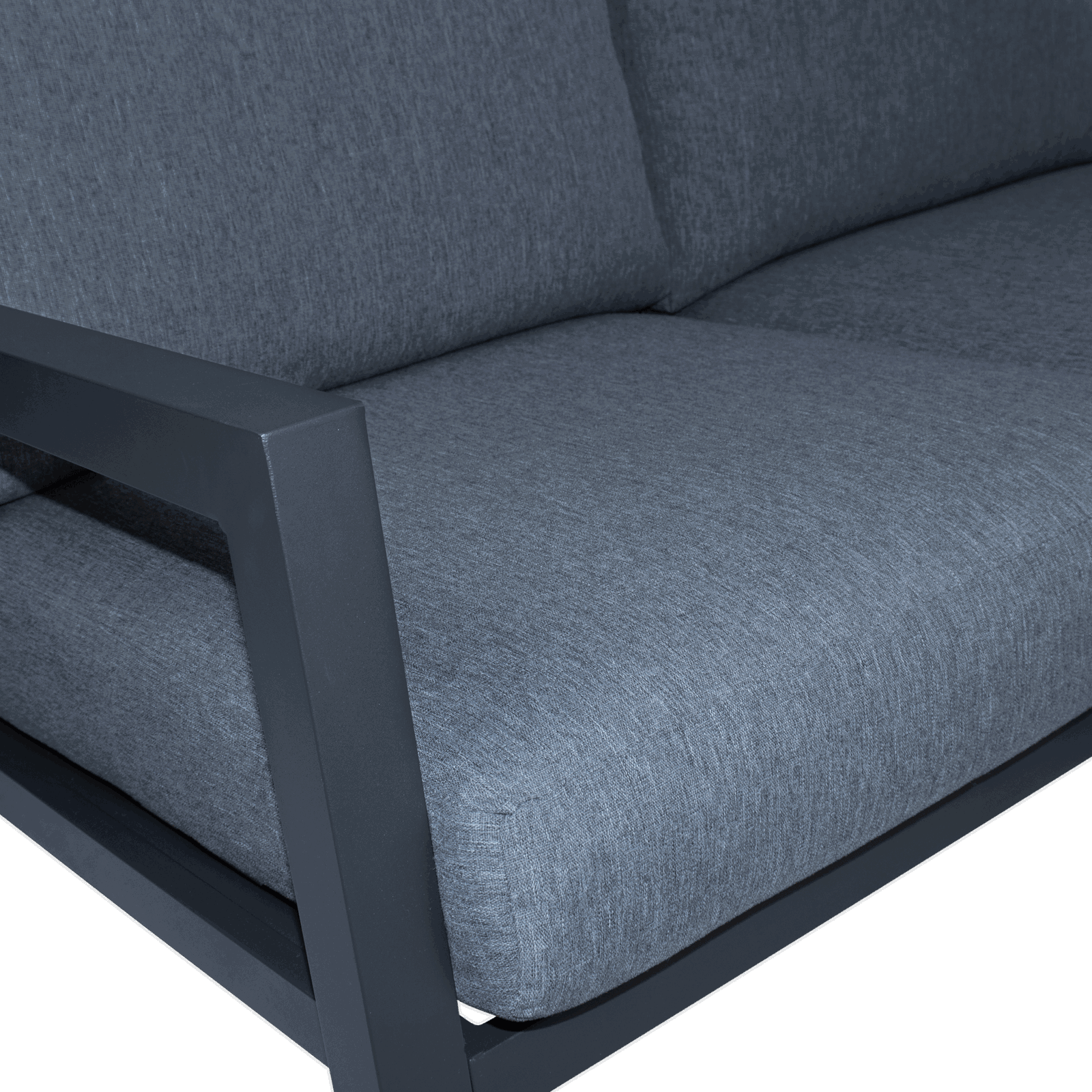San Sebastian 2 Seater in Gunmetal Grey with Platinum Olefin Cushions - The Furniture Shack