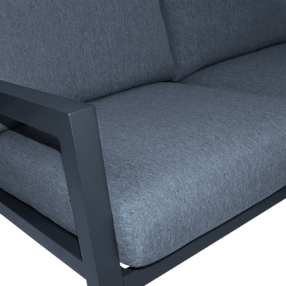San Sebastian 2 Seater in Gunmetal Grey with Platinum Olefin Cushions - The Furniture Shack