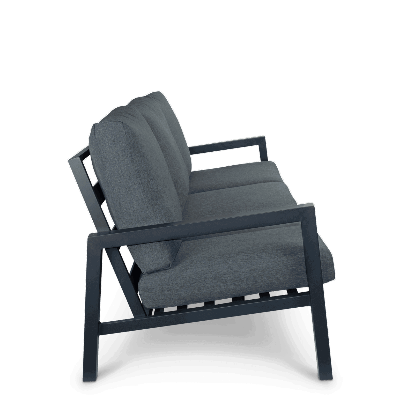 San Sebastian 3 Seater in Gunmetal with Platinum Olefin Cushions - The Furniture Shack