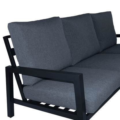 San Sebastian 3 Seater in Gunmetal with Platinum Olefin Cushions - The Furniture Shack