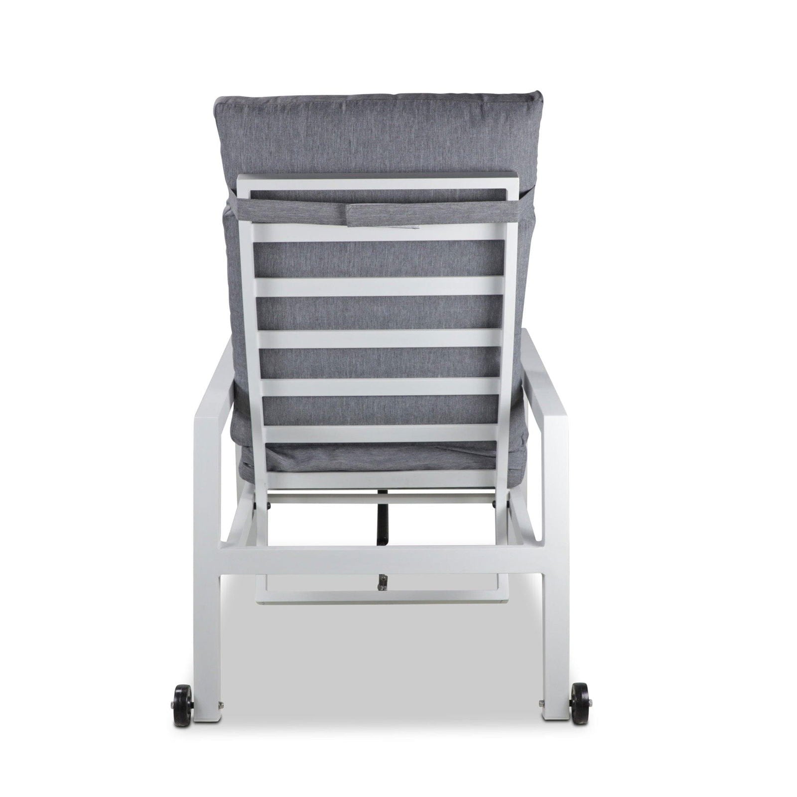 San Sebastian Reclining Sunlounger in Arctic White and Platinum Olefin Cushions - The Furniture Shack