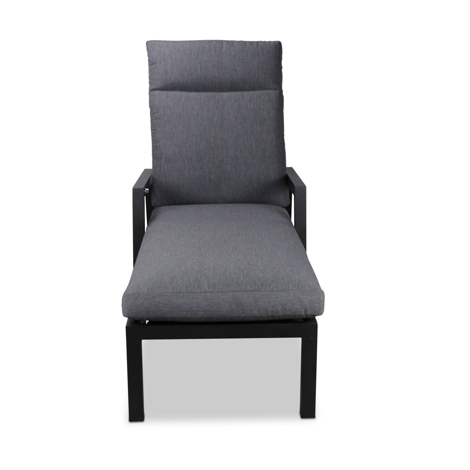 San Sebastian Reclining Sunlounger in Gunmetal and Platinum Olefin Cushions - The Furniture Shack
