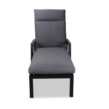 San Sebastian Reclining Sunlounger in Gunmetal and Platinum Olefin Cushions - The Furniture Shack
