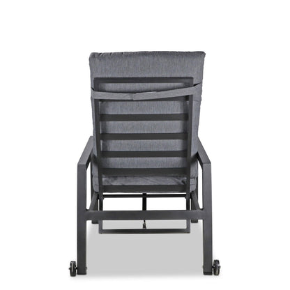 San Sebastian Reclining Sunlounger in Gunmetal and Platinum Olefin Cushions - The Furniture Shack