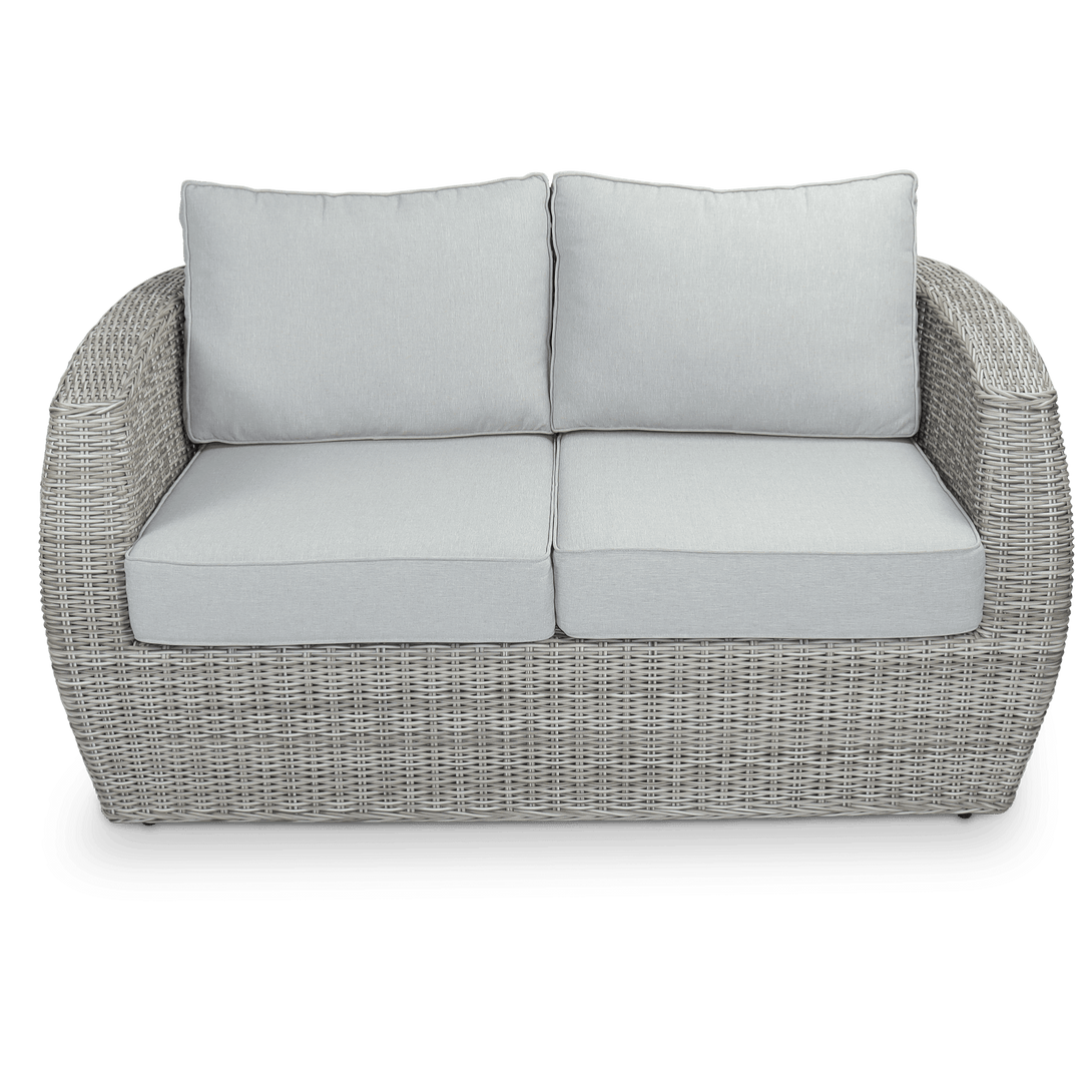 Sienna 2 Seater in Kubu Grey Synthetic Viro Rattan and Mountain Ash Sunproof All Weather Fabric - The Furniture Shack