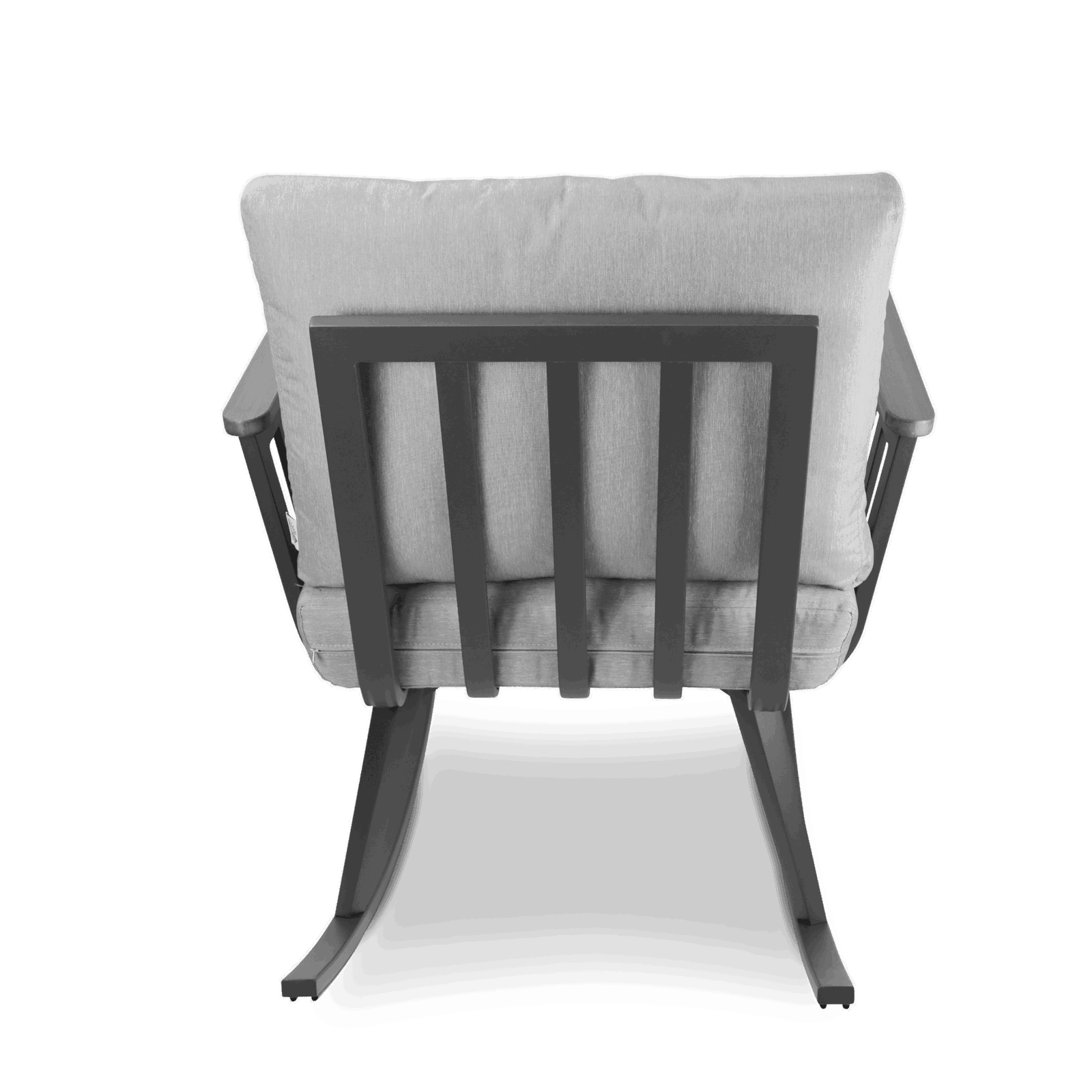 Sorrento Rocker in Gunmetal with Polywood Teak Accent and Spuncrylic Stone Grey Cushions - The Furniture Shack