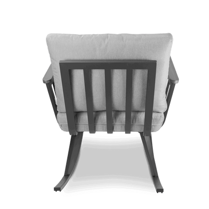Sorrento Rocker in Gunmetal with Polywood Teak Accent and Spuncrylic Stone Grey Cushions - The Furniture Shack