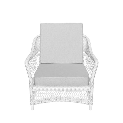 Hamptons Outdoor Wicker Armchair in Surfmist Wicker and Dune Spunpoly Cushions