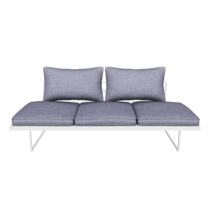 Milan Corner Set with Dual Sunlounger Functionality in Arctic White with Pebble Olefin Cushions