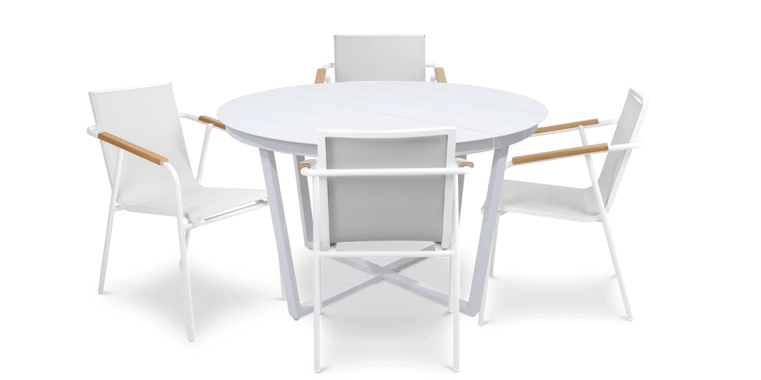 Amalfi Round 5 Piece Outdoor Setting with Aluminium Chairs