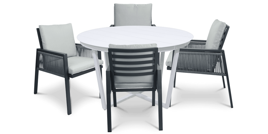 Amalfi Round 5 Piece Outdoor Setting with Rope Chairs