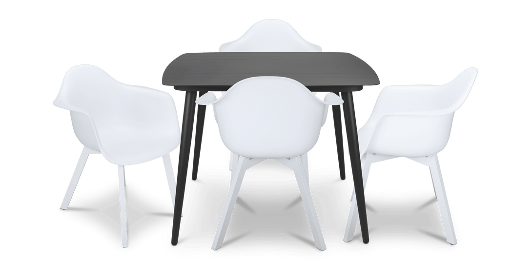 Amalfi Square 5 Piece Outdoor Setting in Gunmetal with UV Plastic Outdoor Chairs (PP)