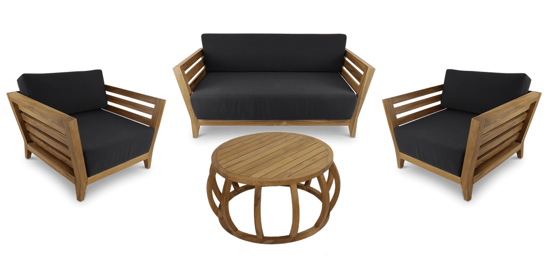 Daintree 2 Seater with 2 x Armchair Lounge Set in Premium Natural Teak