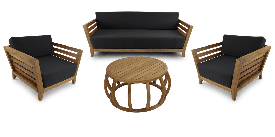 Daintree 3 Seater with 2 x Armchair Lounge Set in Premium Natural Teak