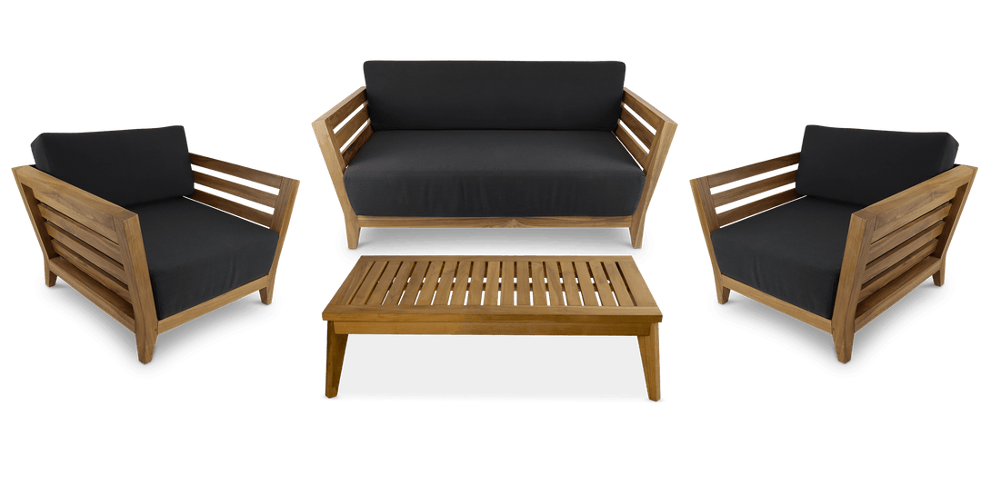 Daintree 2 Seater with 2 x Armchair Lounge Set in Premium Natural Teak
