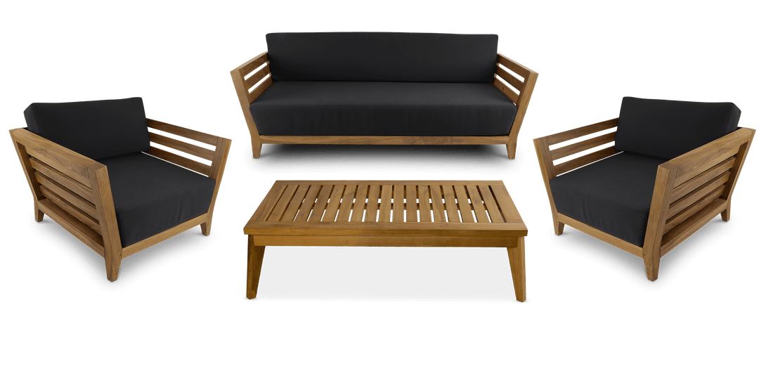 Daintree 3 Seater with 2 x Armchair Lounge Set in Premium Natural Teak