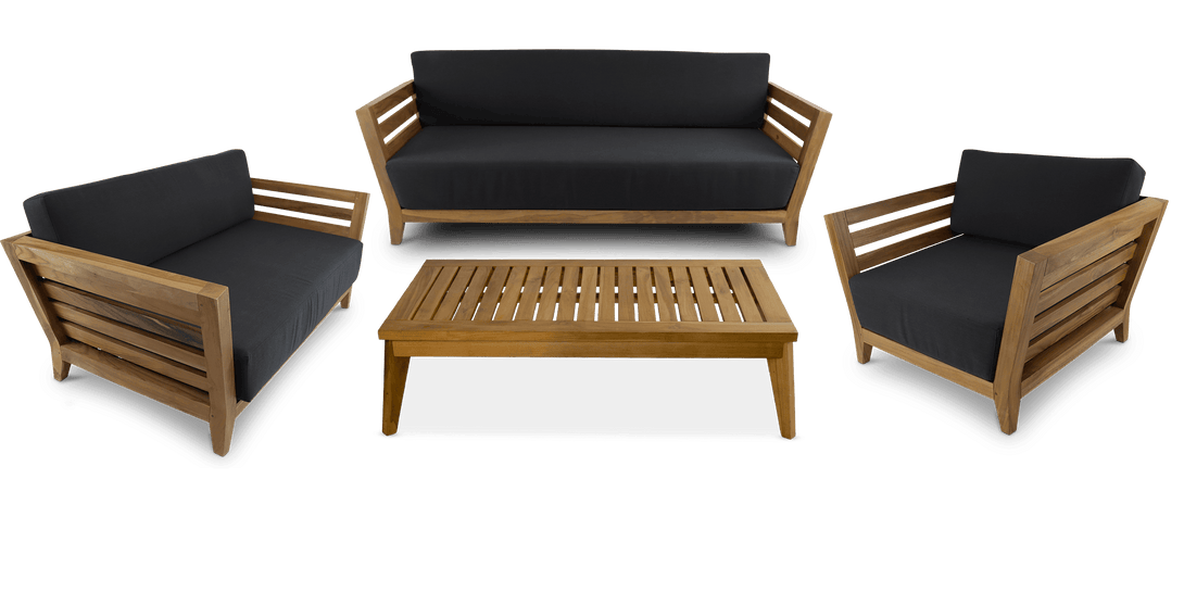 Daintree 3 Seater, 2 Seater, Armchair Lounge Set in Premium Natural Teak