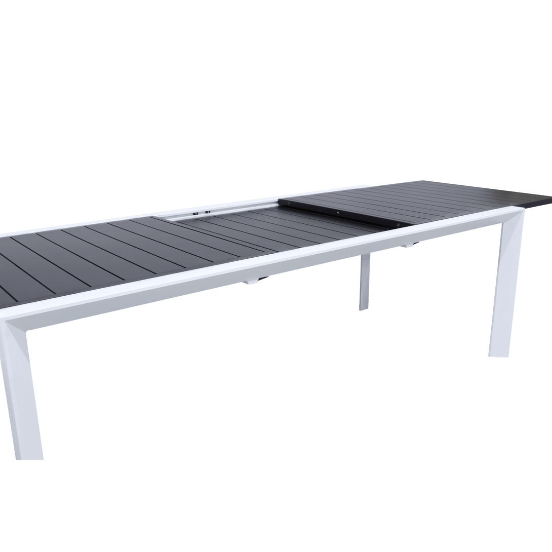 Morocco Extension Dining Table (230cm-345cm) in White and Grey Inset Top - The Furniture Shack