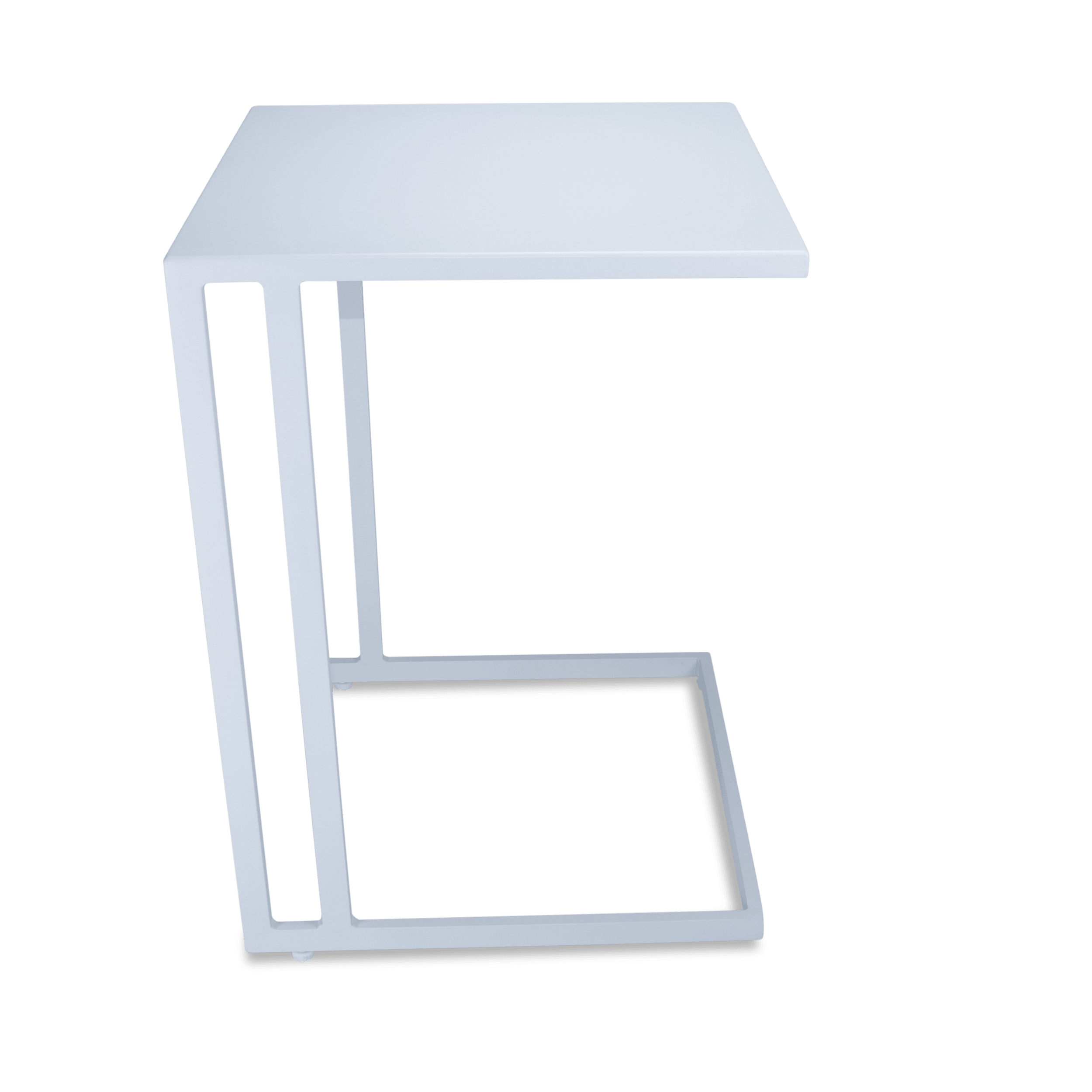 Chill Outdoor Deck Chair and Mykonos Medium Side Table in Arctic White Aluminium Frame and Charcoal Grey Textilene - The Furniture Shack