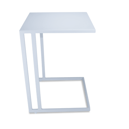 Sorrento Sunlounger & Mykonos Large Side Table in Arctic White with Spuncrylic Stone Grey Cushions - The Furniture Shack