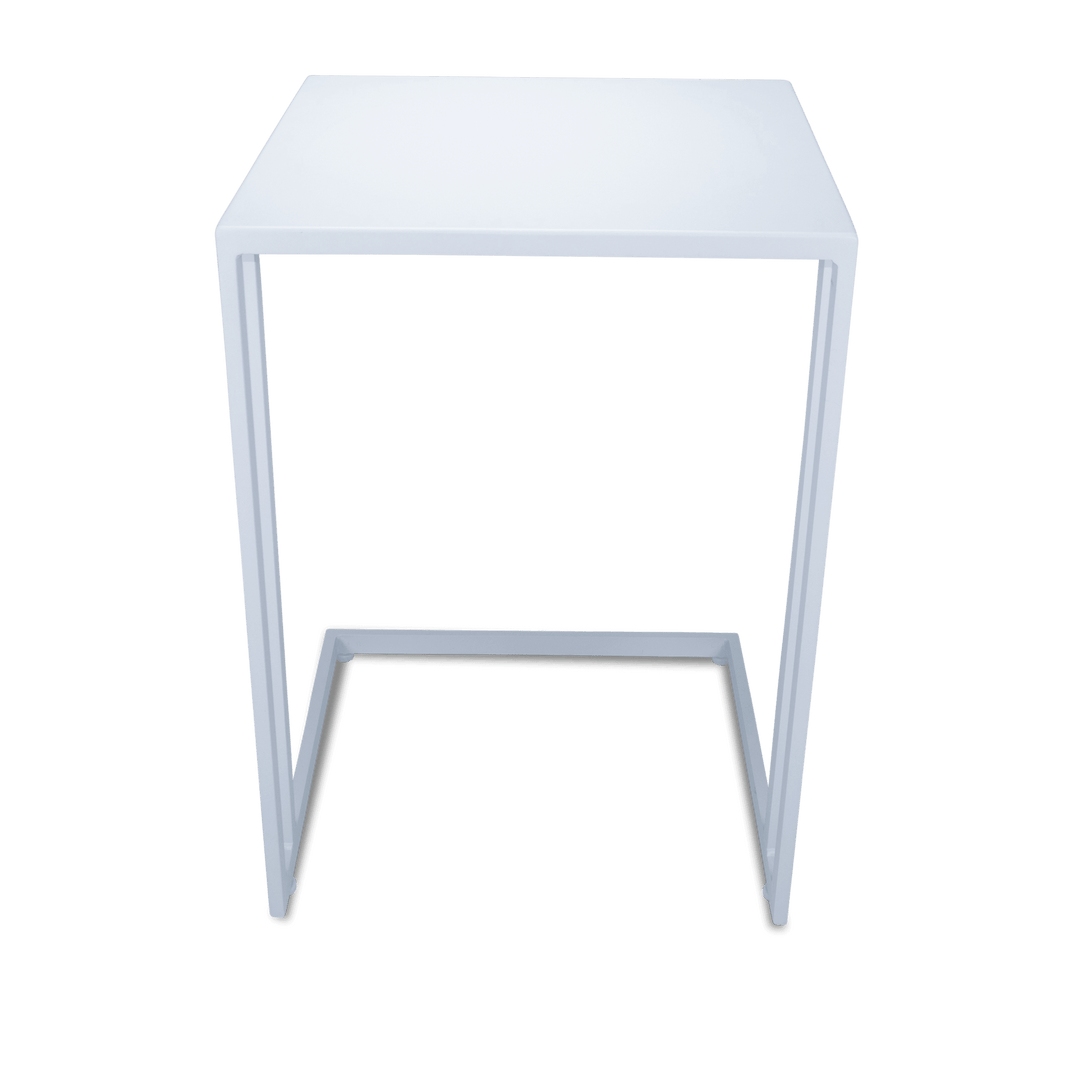 Sorrento Sunlounger & Mykonos Large Side Table in Arctic White with Spuncrylic Stone Grey Cushions - The Furniture Shack