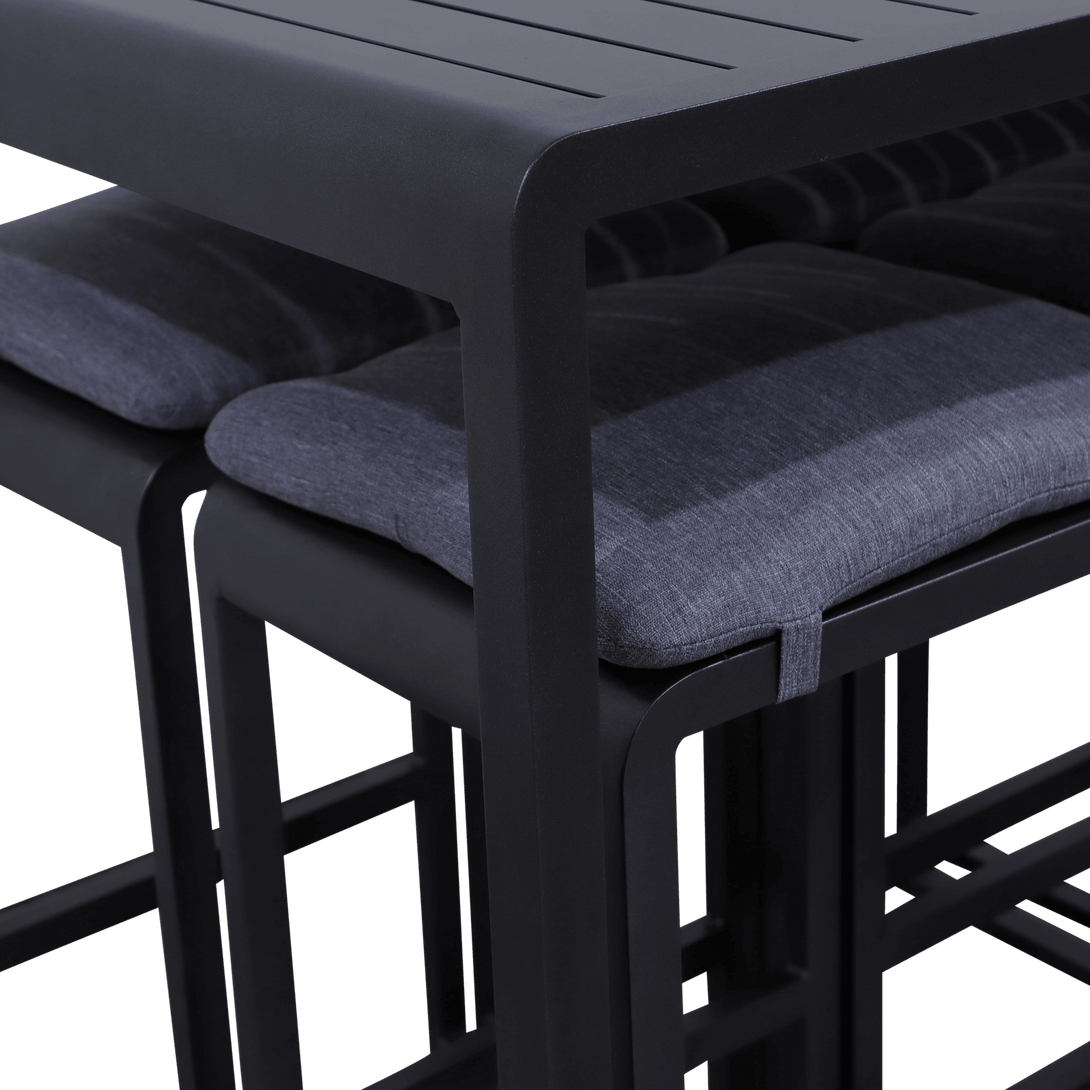 Santorini 7pc Bar Suite in Gunmetal with Platinum Olefin Cushions - The Furniture Shack